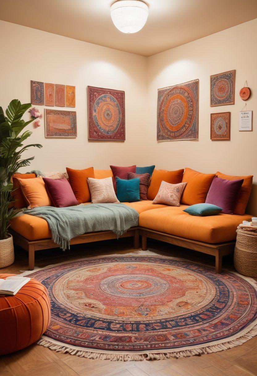 A cozy, inviting room filled with soft lighting and warm colors, featuring diverse individuals engaging in open discussion about sexual wellness. Include visual elements like journals, art supplies, and a large inclusive banner that reads 'Empowerment through Conversation'. Highlight a sense of comfort and acceptance in the atmosphere. super-realistic. vibrant colors. soft lighting.